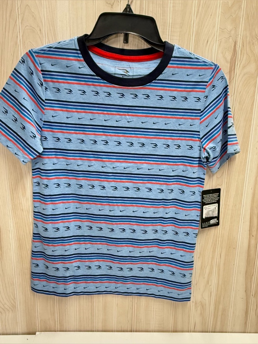 Nike Light Blue Tee with Subtle Red Stripe